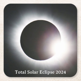 皆既食太陽の2024年4月8日月日 スクエアペーパーコースター