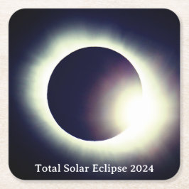 皆既食太陽の2024年4月8日月日 スクエアペーパーコースター