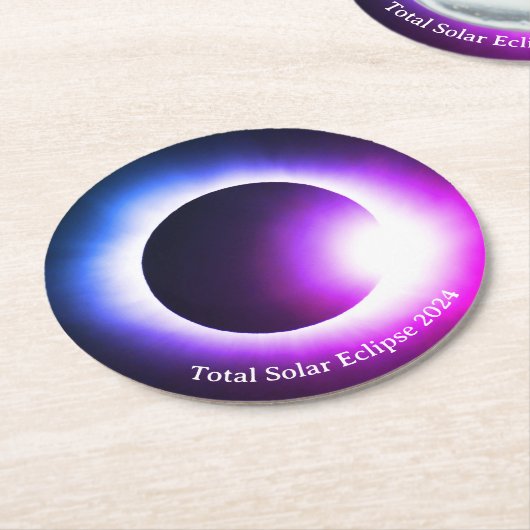 皆既食太陽の2024年4月8日月日 ラウンドペーパーコースター (アングル)