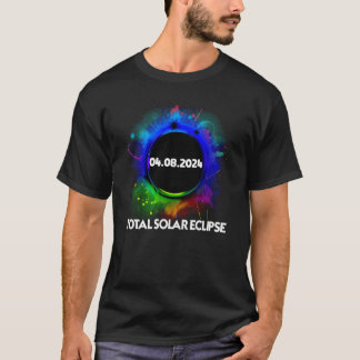 皆既食太陽の2024年4月8日総和カラフル Tシャツ