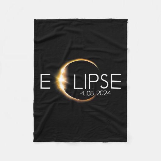 皆既食太陽の2024年4月8日総和 フリースブランケット (正面)