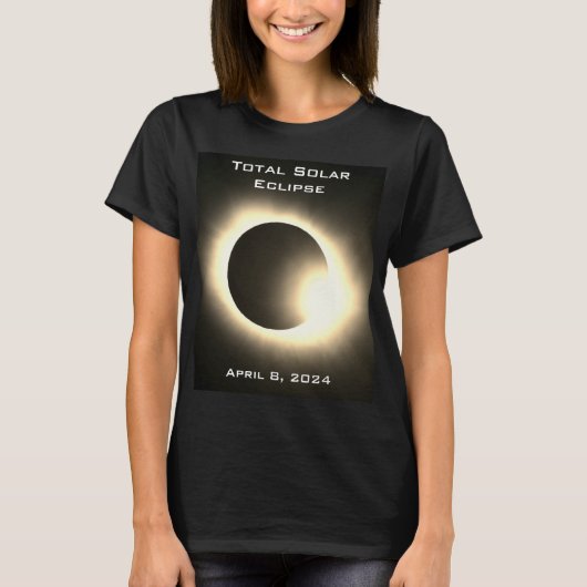 皆既食太陽の2024年4月8日 Tシャツ (正面)