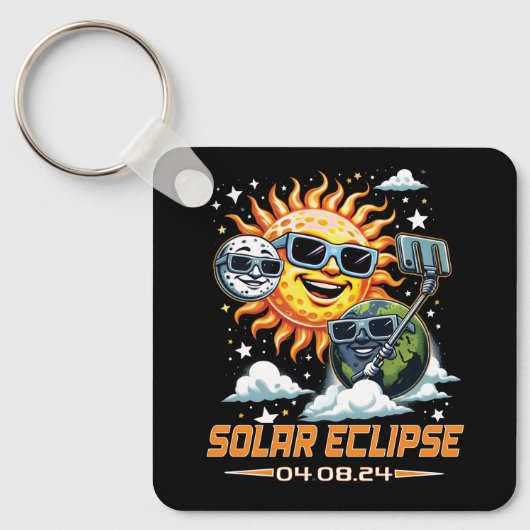 皆既食太陽の2024年4月 キーホルダー (正面)