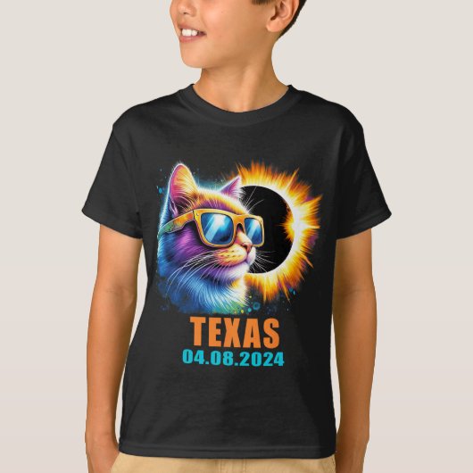 皆既食太陽の2024猫食太陽のギャル Tシャツ (正面)