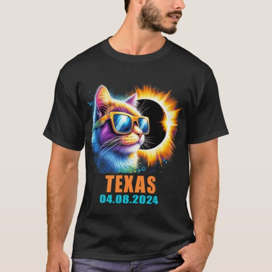 皆既食太陽の2024猫食太陽のギャル Tシャツ (正面)