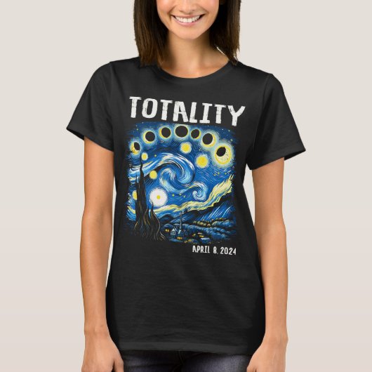 皆既食太陽の2024 4 08 Starry Nigh Tシャツ (正面)