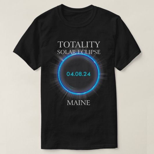 皆既食太陽の2024 Maine 040824 Astronomy Lo Tシャツ (デザイン正面)