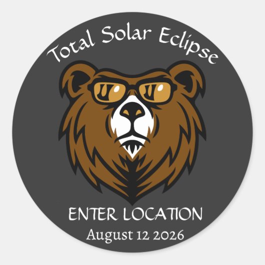 皆既食太陽の2026年8月12カスタム日 ラウンドシール (正面)