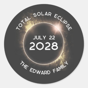 皆既食太陽の2028 パーソナライズされた ラウンドシール