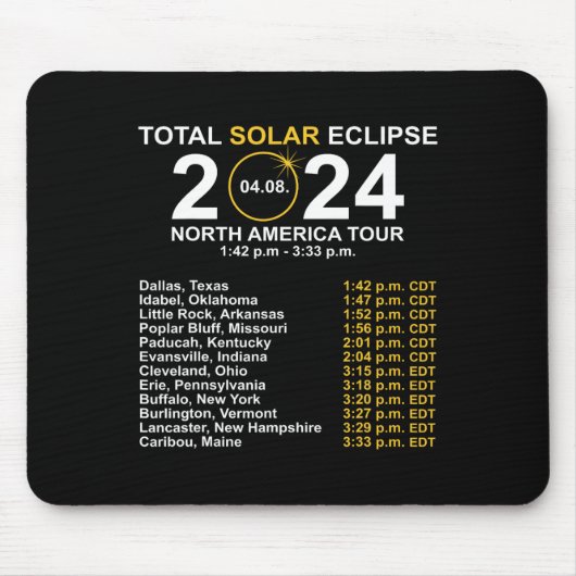 皆既食太陽の4月8日日食経路 マウスパッド (正面)