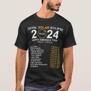 皆既食太陽の4月8日日食経路 Tシャツ