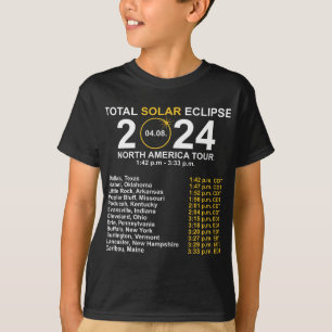皆既食太陽の4月8日日食経路 Tシャツ