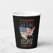 皆既食太陽の4.8.2024アメリカの地図パーソナライズされた 紙コップ (裏面)