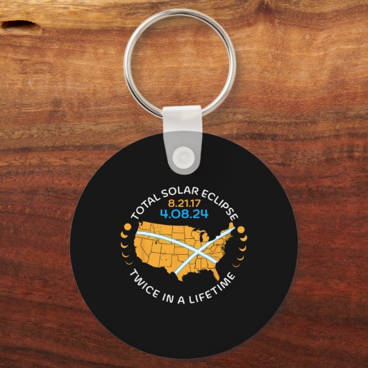 皆既食太陽の8月21日17日4月8日24日2回 キーホルダー (正面)