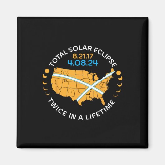 皆既食太陽の8月21日17日4月8日24日2回 マグネット (正面)