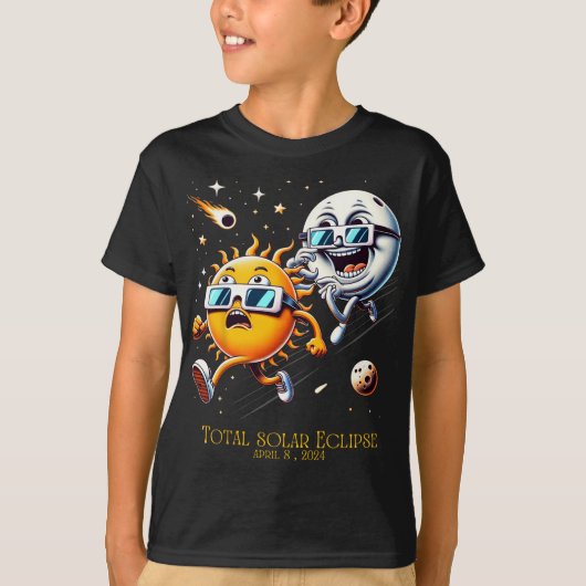 皆既食太陽の8-4-2024太陽ノミ月の唇 Tシャツ (正面)