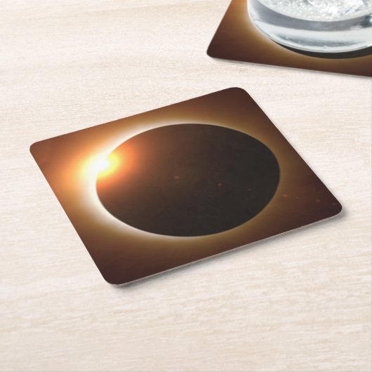 皆既食太陽の スクエアペーパーコースター (アングル)