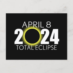皆既食太陽の- 2024年4月8日 – 黒デザイン ポストカード