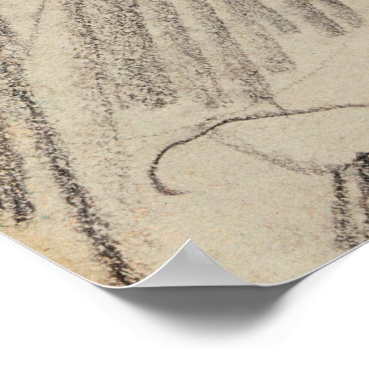 皇后ユージェニー（黒と赤のチョーク） ポスター (角)