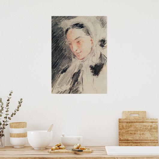 皇后ユージェニー（黒と赤のチョーク） ポスター (キッチン)