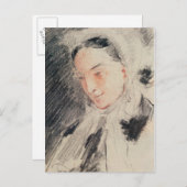 皇后ユージェニー(黒と赤のチョーク) ポストカード (正面/裏面)