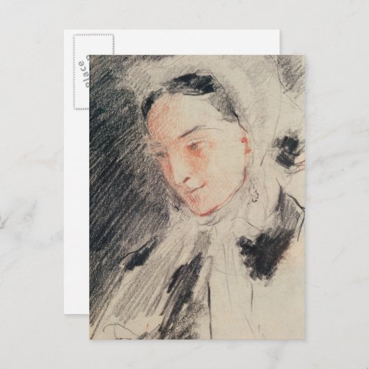 皇后ユージェニー（黒と赤のチョーク） ポストカード (正面/裏面)