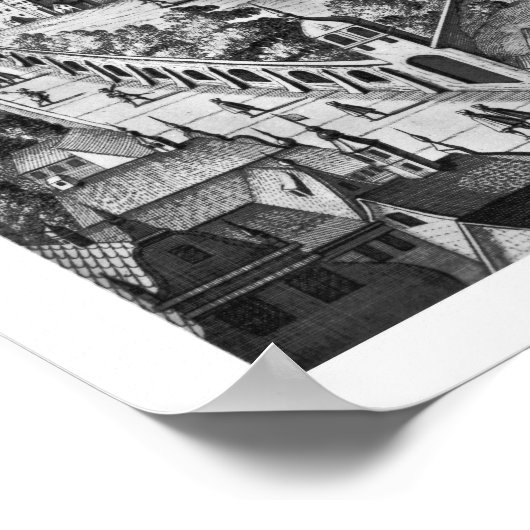 皇居と宮殿を望むプラハの景色 ポスター (角)