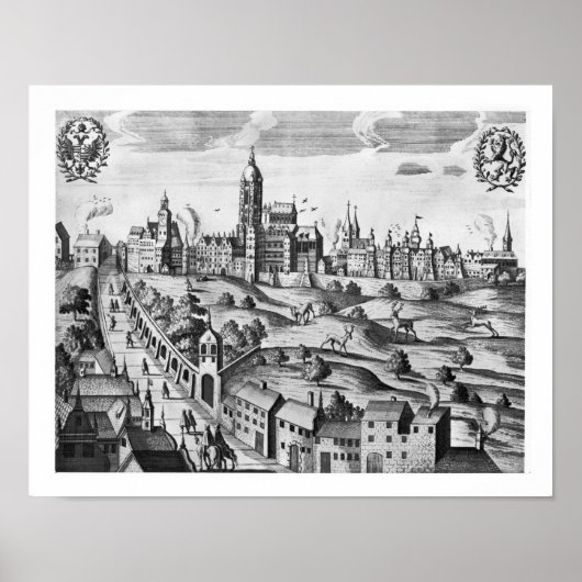 皇居と宮殿を望むプラハの景色 ポスター (正面)