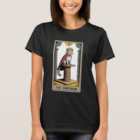 皇帝のタロットカード ミスティック 猫の爪とぎポスト Tシャツ (正面)