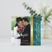 皇帝のティール（緑がかった色）のステンドグラスの写真の招待状 招待状 (スタンド正面)