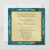 皇帝のティール（緑がかった色）のステンドグラスの写真の招待状 招待状 (裏面)