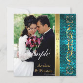 皇帝のティール（緑がかった色）のステンドグラスの写真の招待状 招待状 (正面)