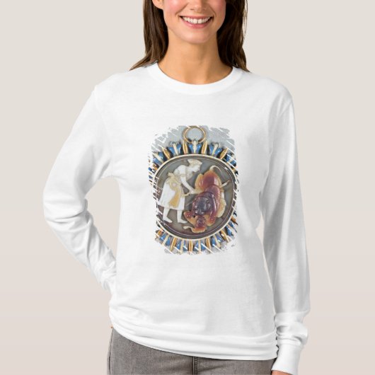 皇帝のShah Jahanの殺害のライオンを描写するカメオ Tシャツ (正面)