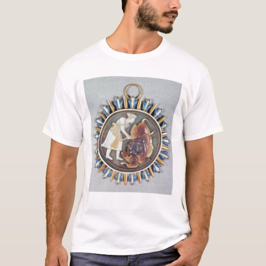 皇帝のShah Jahanの殺害のライオンを描写するカメオ Tシャツ (正面)