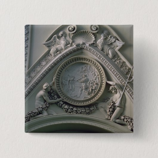 皇帝コンスタンチーヌを描写する円形浮彫り 缶バッジ (正面)