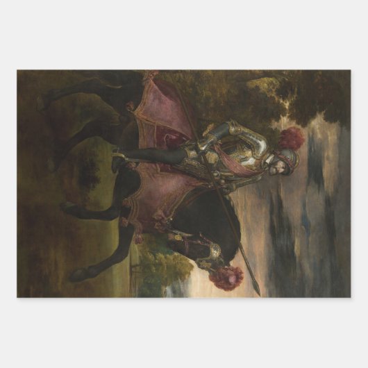 皇帝チャールズ5世の騎馬（Tititian著） ラッピングペーパーシート (正面)