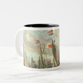 皇帝ピーター1698年1月のI訪問のイギリス ツートーンマグカップ (正面左)