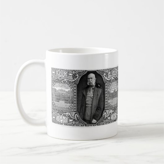 皇帝フランツヨセフが付いているKoloman Moser-の郵便はがき コーヒーマグカップ (左)