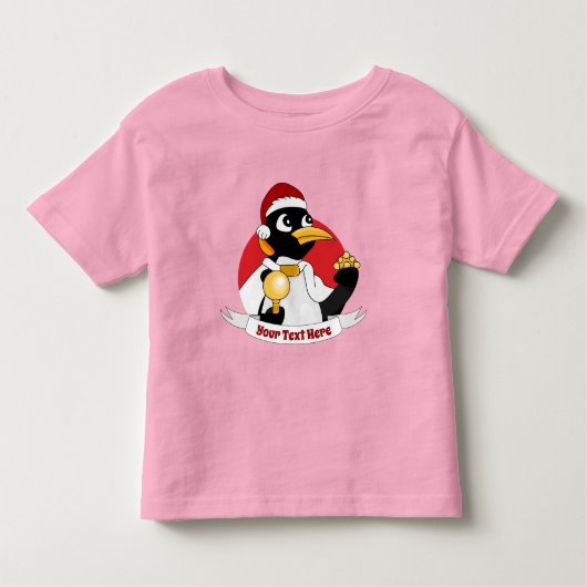 皇帝ペンギンのクリスマス漫画の幼児Tシャツ トドラーTシャツ (正面)