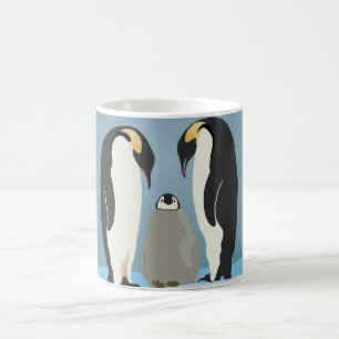 皇帝ペンギン家族のマグカップ – 北極の愛を氷に コーヒーマグカップ