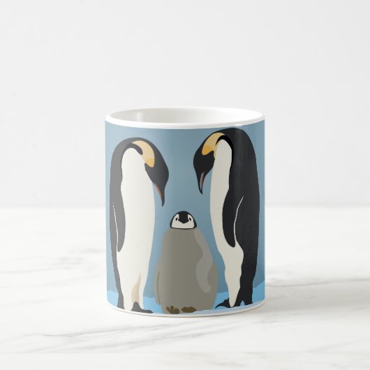 皇帝ペンギン家族のマグカップ – 北極の愛を氷に コーヒーマグカップ (中央)