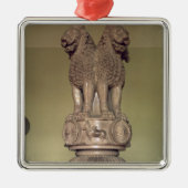 皇帝Ashokaの柱からのライオンの首都 メタルオーナメント (正面)