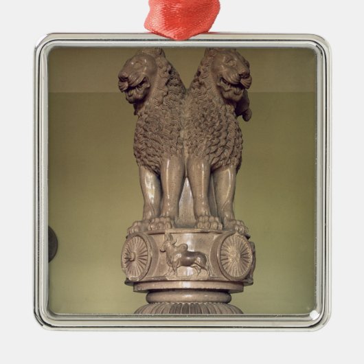 皇帝Ashokaの柱からのライオンの首都 メタルオーナメント (正面)