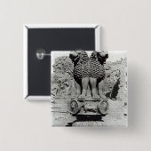 皇帝Ashokaの柱からのライオンの首都 缶バッジ (正面&裏面)