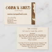 皮およびネイルの牧場のCoraの小屋、… ...... 名刺 (正面/裏面)