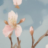 皮とスティックさくらんぼ花の水色ブルー 壁紙 (縫い目)