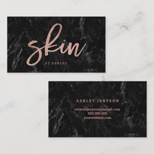 皮のエレガントなのどのばら色の金ゴールドの原稿の黒の大理石 名刺 (正面/裏面)