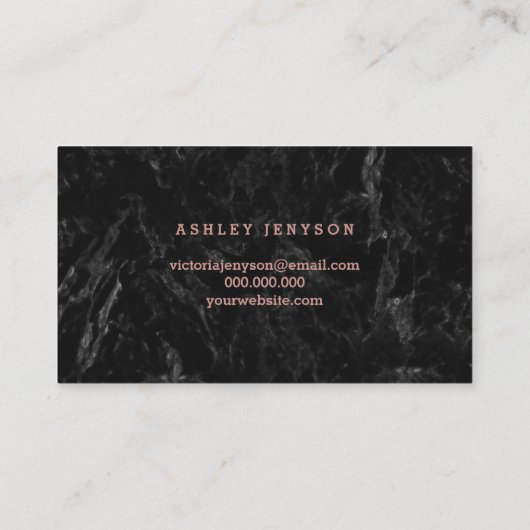 皮のエレガントなのどのばら色の金ゴールドの原稿の黒の大理石 名刺 (裏面)