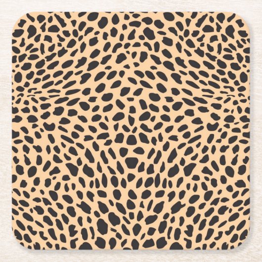 皮のチータの装飾 スクエアペーパーコースター (正面)