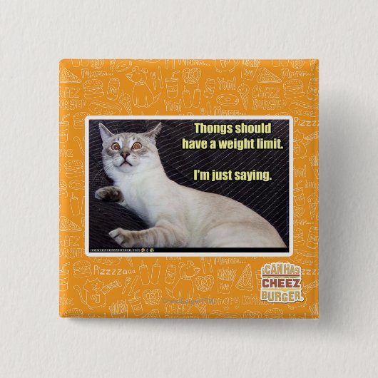 皮ひもに重量の限界があるべきです 缶バッジ (正面)